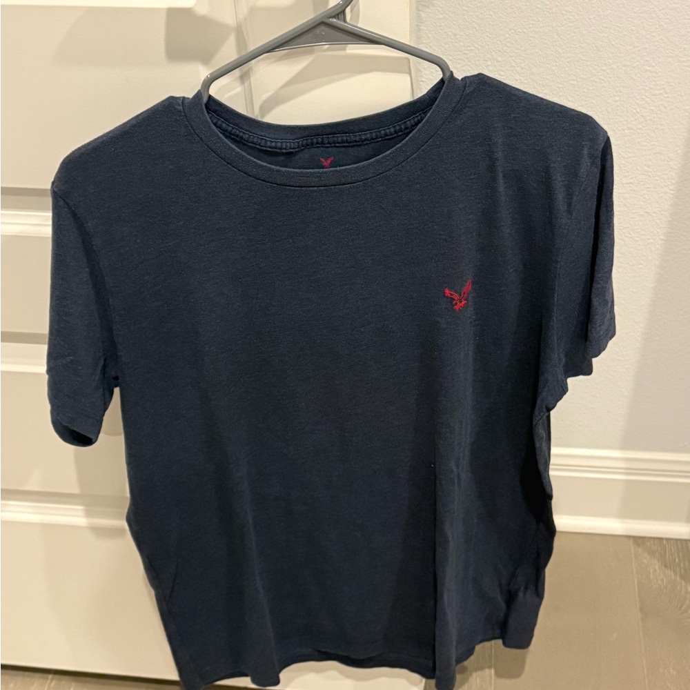 American Eagle Outfitters Navy Heritage Tee with Red Accents